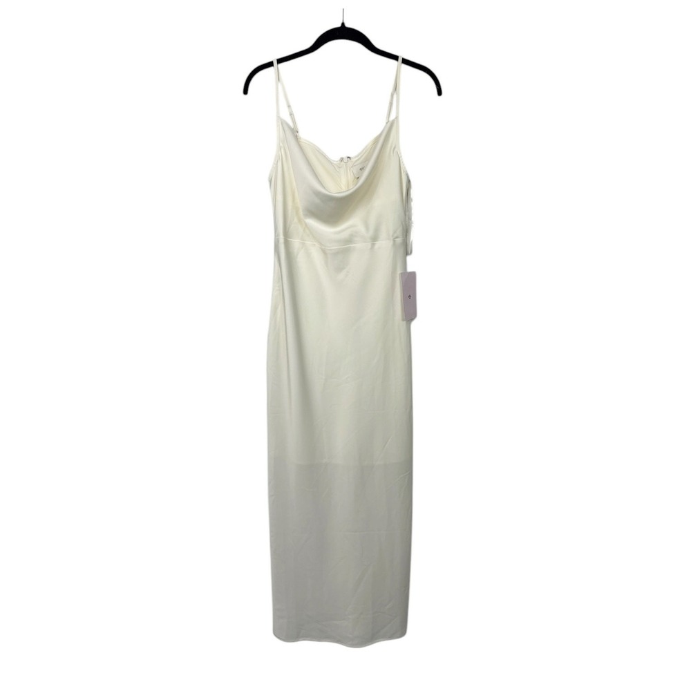 BHLDN Cali Satin‎ Charmeuse Slip Dress Oyster Cream Ivory Size 4 Anthropologie